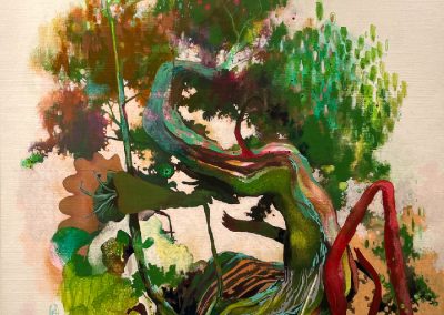 Peinture arbre bonzaï inspiration Japon Tang-145x90-Galerie XXIe-Montbrison